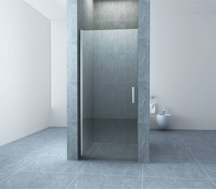Wiesbaden Nisdeur Eco | 80x195x0.6 cm | Helder glas | Chroom beslag
