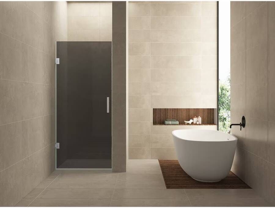 Wiesbaden Nisdeur Less | 70x200x0.8 cm | Rookglas | Chroom beslag