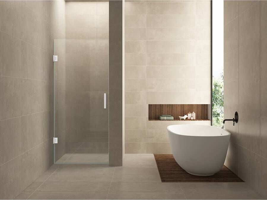 Wiesbaden Nisdeur Less | 90x200 cm | Nano-coating | Incl.Schanierset | Helder glas | Mat wit beslag