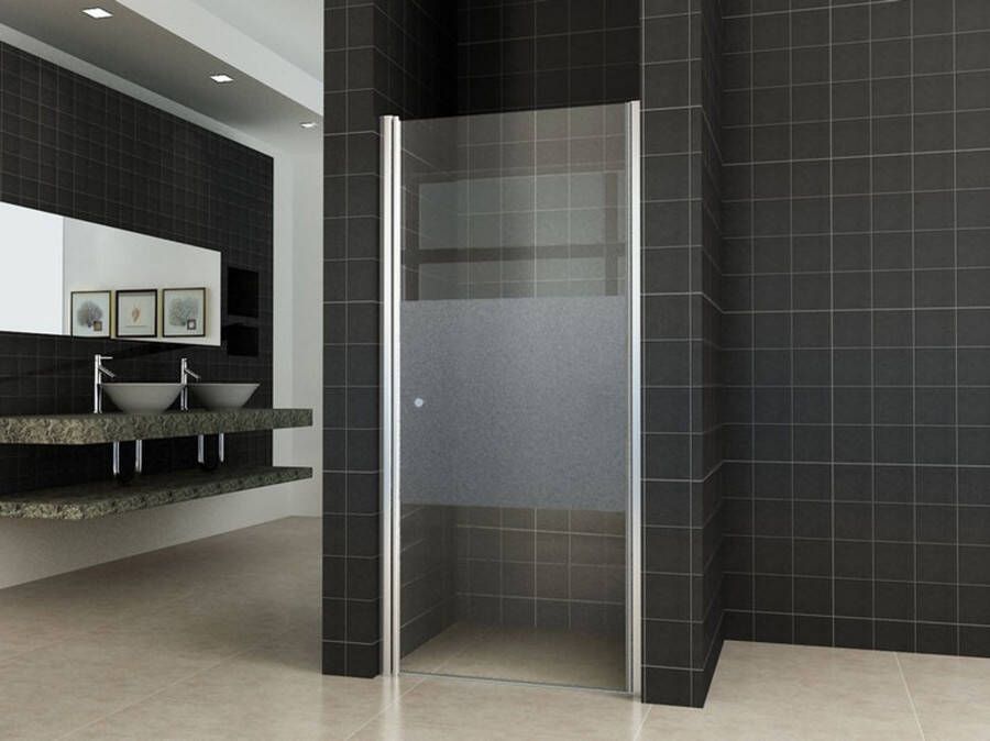 Wiesbaden Douchedeur Florida Nisdeur Draaideur Rechtsdraaiend 100x202cm Antikalk Helder Mat Glas Chroom Profiel 8mm Veiligheidsglas Easy Clean - Foto 4