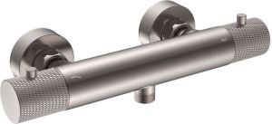 Wiesbaden Ribbd thermostatische douchemengkraan hartafstand 15 cm geborsteld staal