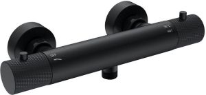 Wiesbaden Ribbd thermostatische douchemengkraan hartafstand 15 cm mat zwart