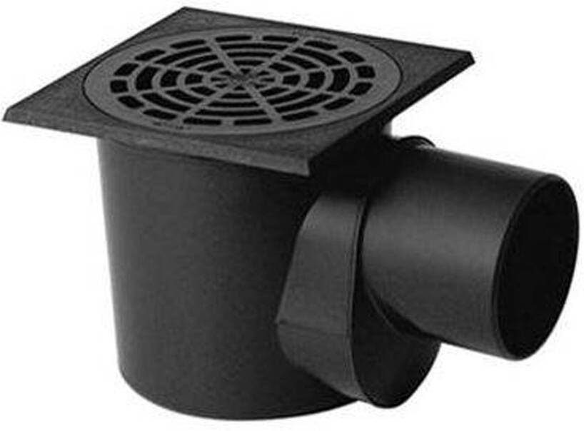 Wiesbaden Schrobput PVC 20x20 cm met zijuitloop 100-110 mm zwart