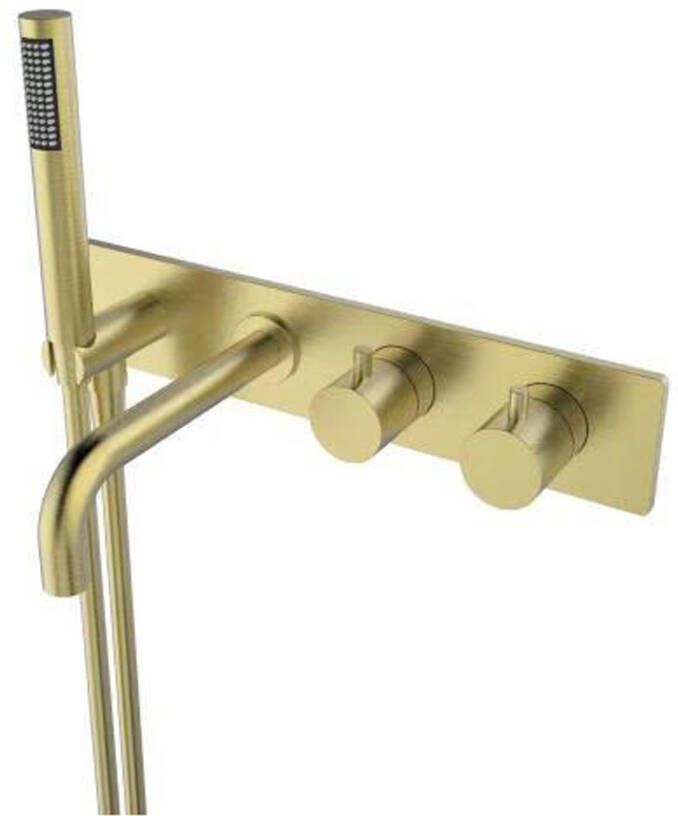 Wiesbaden Badkraan Style | Inbouw | Thermostaatkraan | Incl.Inbouwdeel | 2-weg | Rond | geborsteld messing - Foto 2