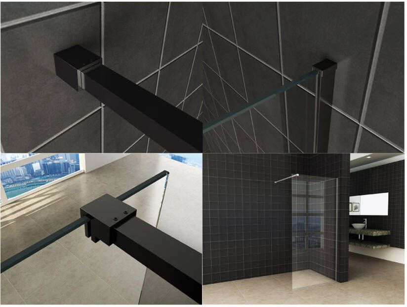 Wiesbaden Thinline profiel set 200 cm met stabilisatiestang 120 cm zwart mat