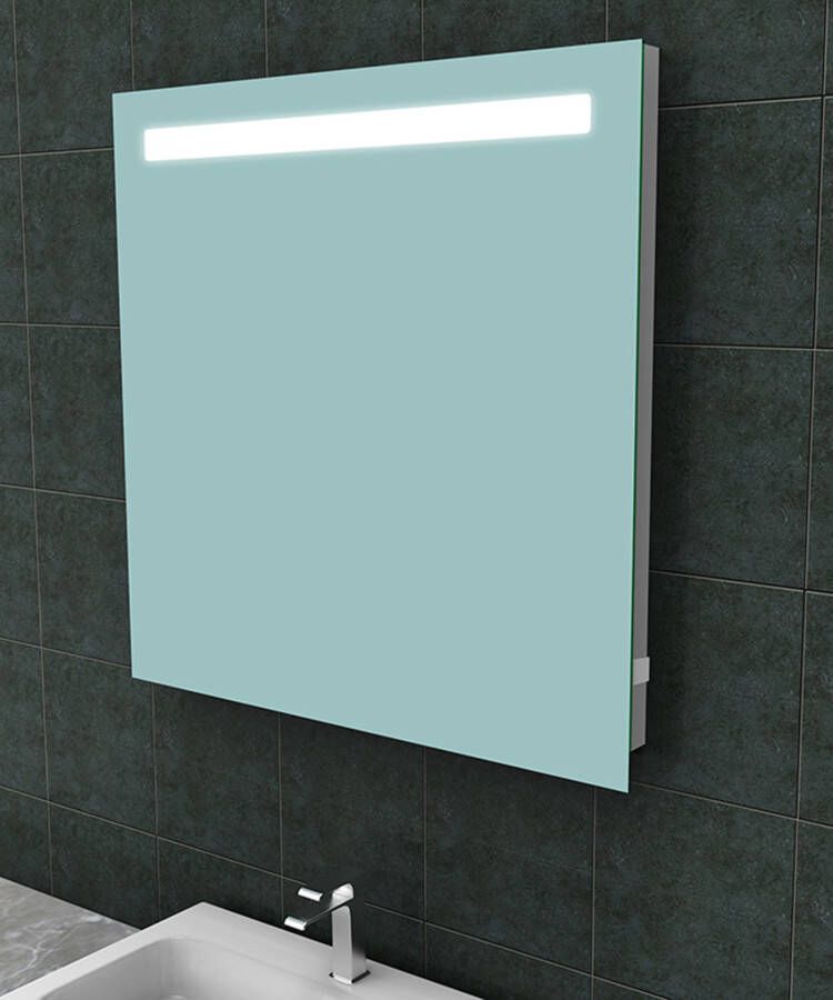 Wiesbaden Badkamerspiegel Tigris | 80x80 cm | Rechthoekig | Directe LED verlichting | Drukschakelaar