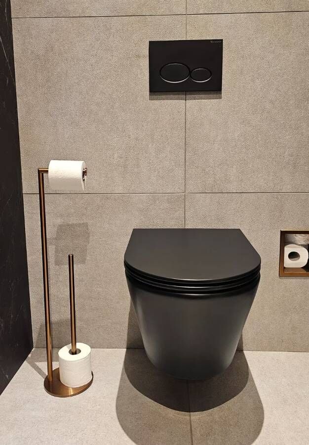 Wiesbaden Toiletrolhouder Alonzo | Vrijstaand | Met reserverolhouder | Messing | Geborsteld Brons Koper