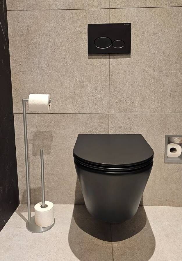 Wiesbaden Toiletrolhouder Alonzo | Vrijstaand | Met reserverolhouder | Messing | Rvs Geborsteld