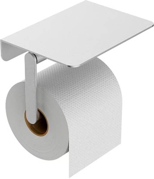 Wiesbaden Toiletrolhouder met planchet Alonzo | Wandmontage | Messing | Rechthoekig | Geborsteld rvs