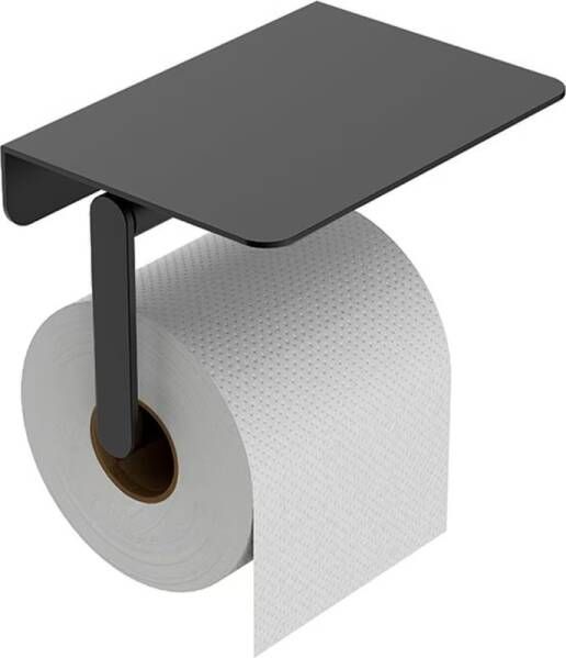Wiesbaden Toiletrolhouder met planchet Alonzo | Wandmontage | Messing | Rechthoekig | Zwart mat