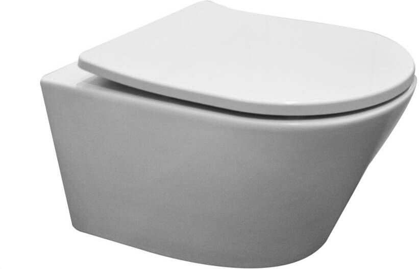 Wiesbaden Vesta junior wandcloset rimless verkort met Shade slim toiletzitting softclose en quick release glans wit - Foto 5