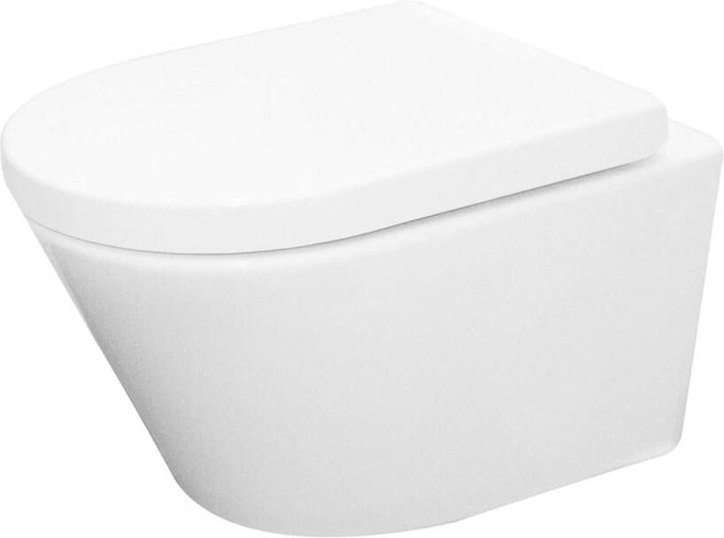 Wiesbaden Toiletpot Hangend Vesta 52x36x35cm Wandcloset Keramiek Diepspoel Nano Coating EasyClean Rimless Glans Wit met Softclose Toiletbril - Foto 5