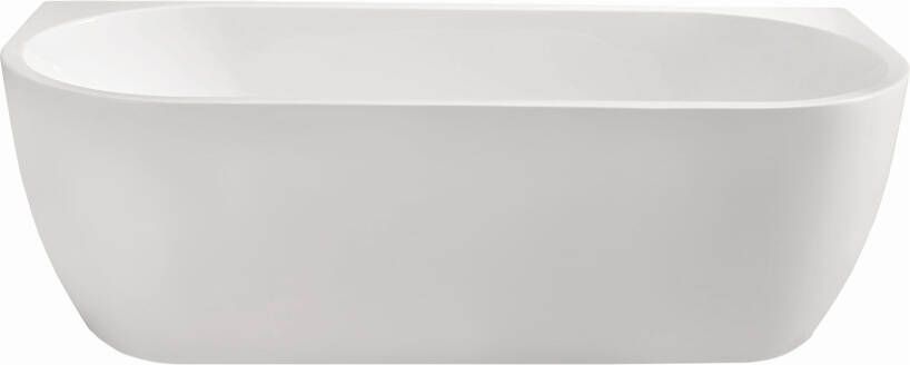 Wiesbaden Half-vrijstaand bad Wall | 180x80 cm | Incl.Afvoer-Wit | Sleuf overloop | Acryl | Rechthoekig | Wit mat