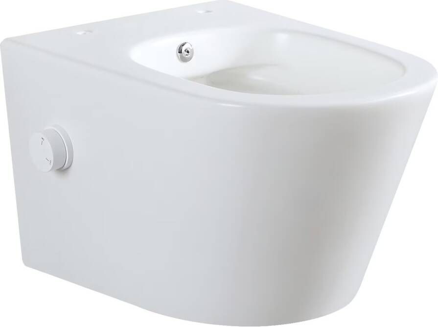 Wiesbaden Wandcloset Vesta | 52 cm | Rimless | Bidet functie-koud water | Excl.Toiletzitting | Keramiek | Mat wit