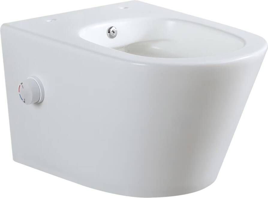 Wiesbaden Wandcloset Vesta | 52 cm | Rimless | Bidet functie-warm en koud water | Excl.Toiletzitting | Keramiek | Mat wit