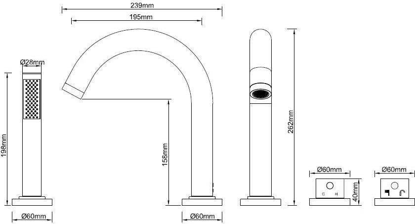 Wiesbaden Badrandkraan Caral 4-gats Thermostatisch Afbouwset Mat Zwart Badrandkraan Caral 4-gats Thermostatisch Afbouwset Zwart - Foto 2