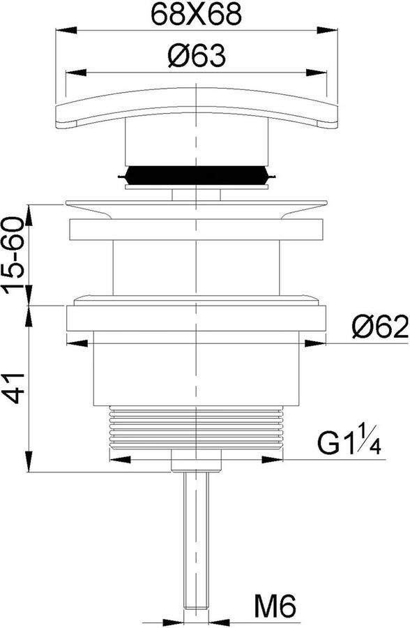 Wiesbaden Afvoerplug Rombo | 5 4" | Click waste | Messing | Vierkant | Chroom - Foto 2
