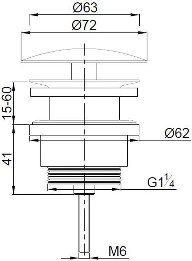 Wiesbaden Afvoerplug UniMatch Caral | 5 4" | Click waste | Messing | Rond | Geborsteld messing PVD