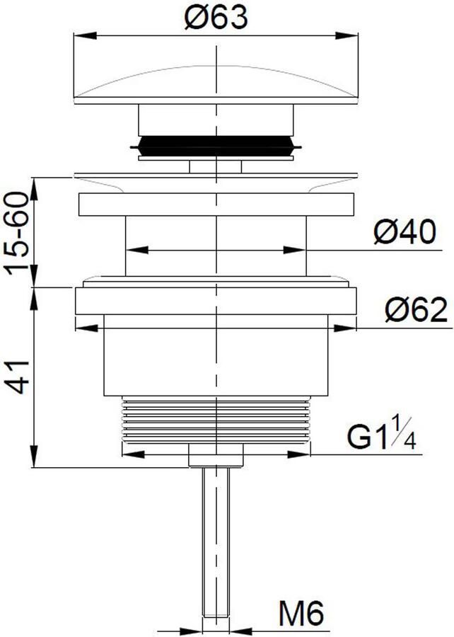 Wiesbaden Afvoerplug UniMatch Caral | 5 4" | Click waste verlengd | Messing | Rond | Geborsteld brons koper PVD