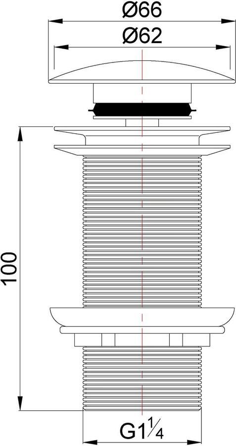 Wiesbaden Afvoerplug UniMatch Caral | 5 4" | Click waste verlengd | Messing | Rond | Geborsteld staal