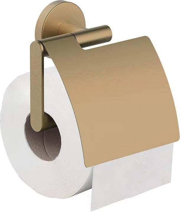 Wiesbaden Alonzo toiletrolhouder met klep Geborsteld messing PVD - Foto 3