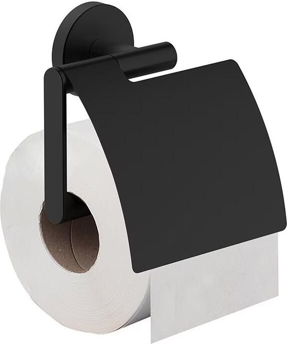 Wiesbaden Alonzo toiletrolhouder met klep mat zwart - Foto 3