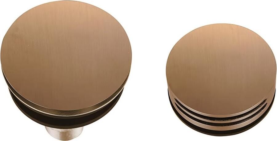 Wiesbaden Badafvoer Caral | Knop Plug | Excl.Waste voor badplug overloop combinatie | Geborsteld brons koper PVD - Foto 2