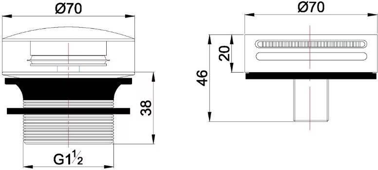 Wiesbaden Badafvoer Caral | Knop Plug | Excl.Waste voor badplug overloop combinatie | Geborsteld brons koper PVD