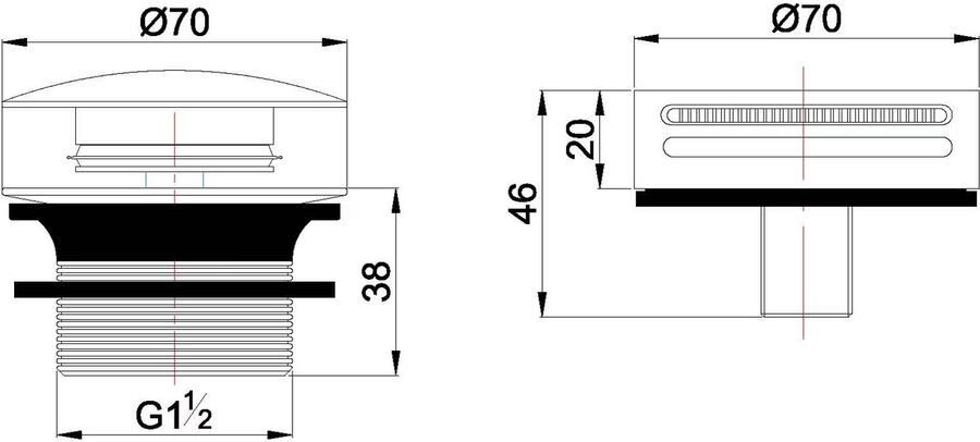 Wiesbaden Badafvoer Caral | Knop Plug | Excl.Waste voor badplug overloop combinatie | Zwart mat