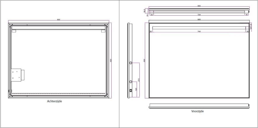 Wiesbaden Badkamerspiegel Ambi one | 80x60 cm | Rechthoekig | Directe en indirecte LED verlichting | Touch button | Met verwarming - Foto 3