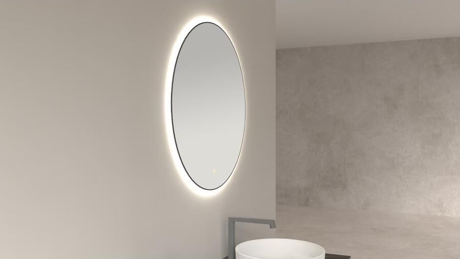 Wiesbaden Badkamerspiegel Novi | 80 cm | Rond | Indirecte LED verlichting | Touch button | Zwart mat - Foto 2