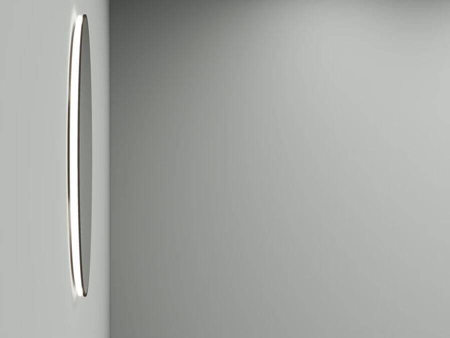 Wiesbaden Badkamerspiegel Novi | 80 cm | Rond | Indirecte LED verlichting | Touch button | Zwart mat