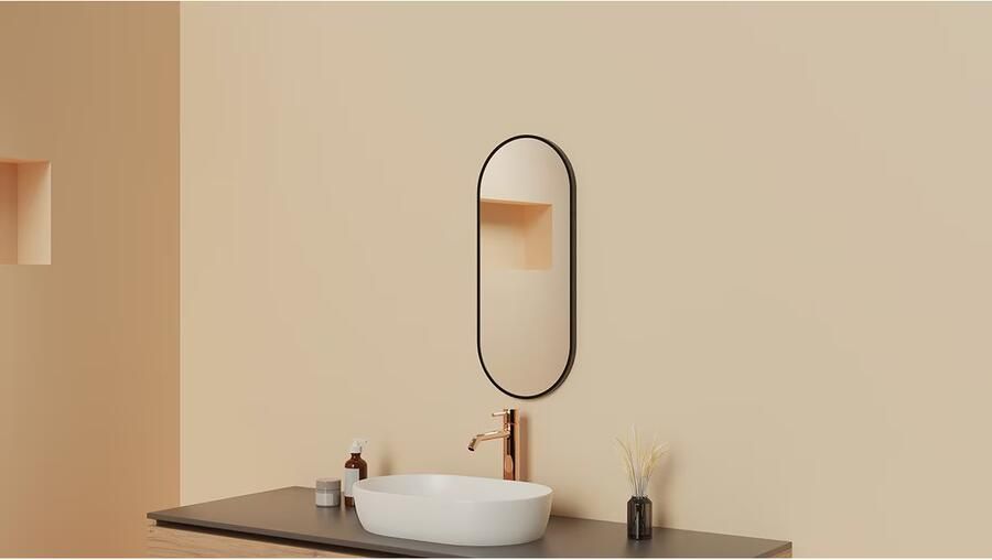 Wiesbaden Badkamerspiegel Renk | 30x70 cm | Ovaal | Mat zwart - Foto 4