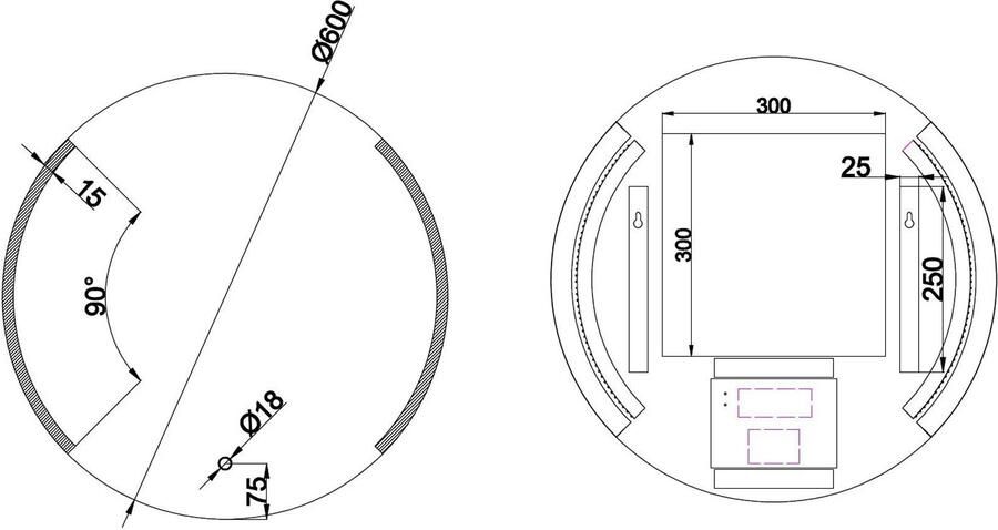 Wiesbaden Badkamerspiegel Rond 60x60cm Geintegreerde LED Verlichting Verwarming Anti Condens Touch Lichtschakelaar Dimbaar - Foto 2