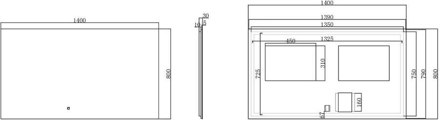 Wiesbaden Badkamerspiegel Soulspiegel Rechthoek 140x80cm Geintegreerde LED Verlichting Verwarming Anti Condens Lichtschakelaar Dimbaar - Foto 9