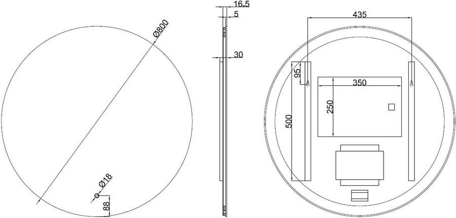 Wiesbaden Badkamerspiegel Soul Rond 80x80cm Geintegreerde LED Verlichting Verwarming Anti Condens en Touch Schakelaar - Foto 3