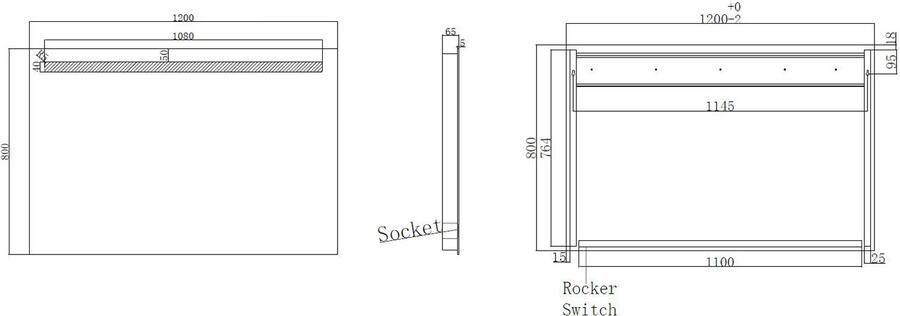Wiesbaden Badkamerspiegel Tigris | 120x80 cm | Rechthoekig | Directe LED verlichting | Drukschakelaar - Foto 2