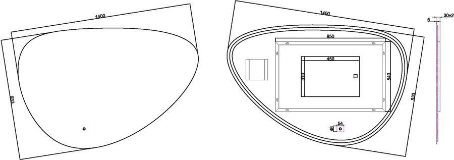 Wiesbaden Badkamerspiegel Uovo | 140x94 cm | Organisch | Directe LED verlichting | Touch button | Met verwarming
