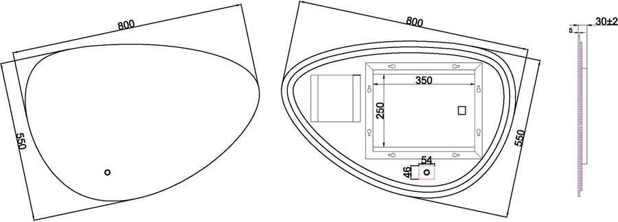 Wiesbaden Badkamerspiegel Uovo | 80x55 cm | Organisch | Directe LED verlichting | Touch button | Met verwarming