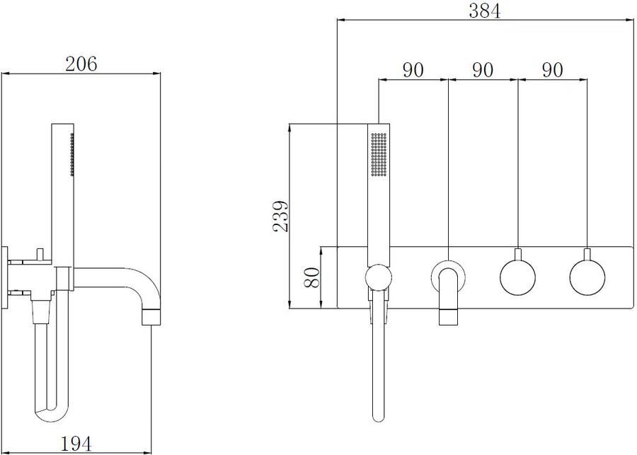 Wiesbaden Badkraan Style | Inbouw | Thermostaatkraan | Incl.Inbouwdeel | 2-weg | Rond | geborsteld messing