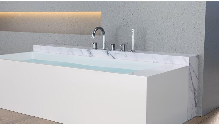 Xellanz Badkraan Caral Mengkraan Inbouw Rond Glans Chroom 3 Greeps 5 Gats met Handdouche - Foto 3