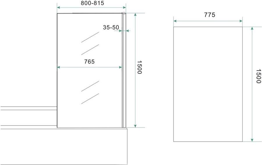 Wiesbaden Badwand 80x150 cm Antikalk Helder Glas Glans Chroom Profiel 6mm Veiligheidsglas - Foto 5