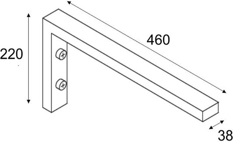 Wiesbaden Bracket ophangbeugel L-vorm plankdrager 46x22 cm chroom
