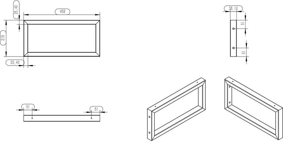 Wiesbaden Bracket ophangbeugel plankdrager vierkant 46x22 cm zwart mat