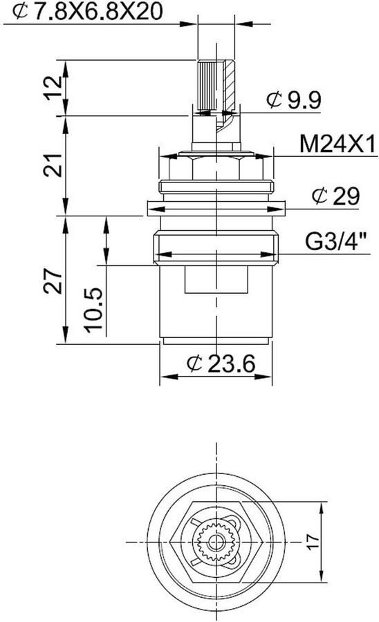 Wiesbaden Caral binnenwerk voor 1-wegs omstelknop
