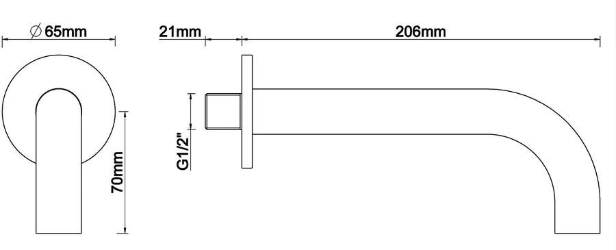 Wiesbaden Caral inbouw uitloop 20 cm Gunmetal PVD