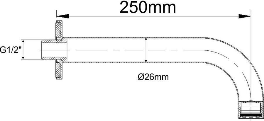 Wiesbaden Wastafelkraan Uitloop Inbouw Rond Glans Chroom Rond 25 cm 1 2