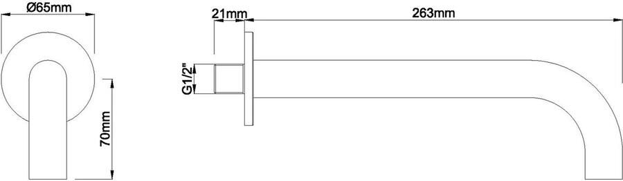 Wiesbaden Inbouwuitloop Rond 25 cm 1 2&apos;&apos; Geborsteld Messing Goud