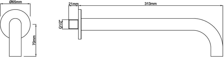 Wiesbaden Caral inbouw uitloop 30 cm Gunmetal PVD