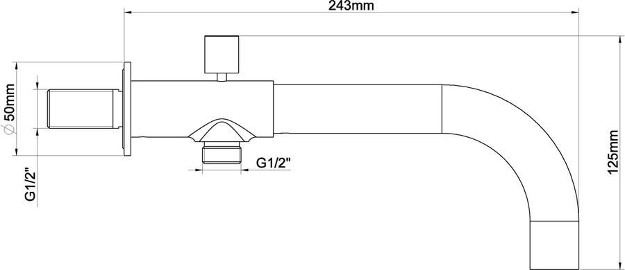 Wiesbaden Caral inbouw uitloop met omstelknop 23 cm messing | Geborsteld staal PVD - Foto 2